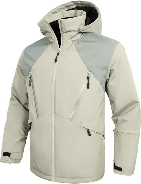 GEMYSE Men's Winter Ski Jacket Snow Coats Waterproof Snowboard Jacket Hooded insulated Windproof Parka With Multi-Pockets(Black,Small)