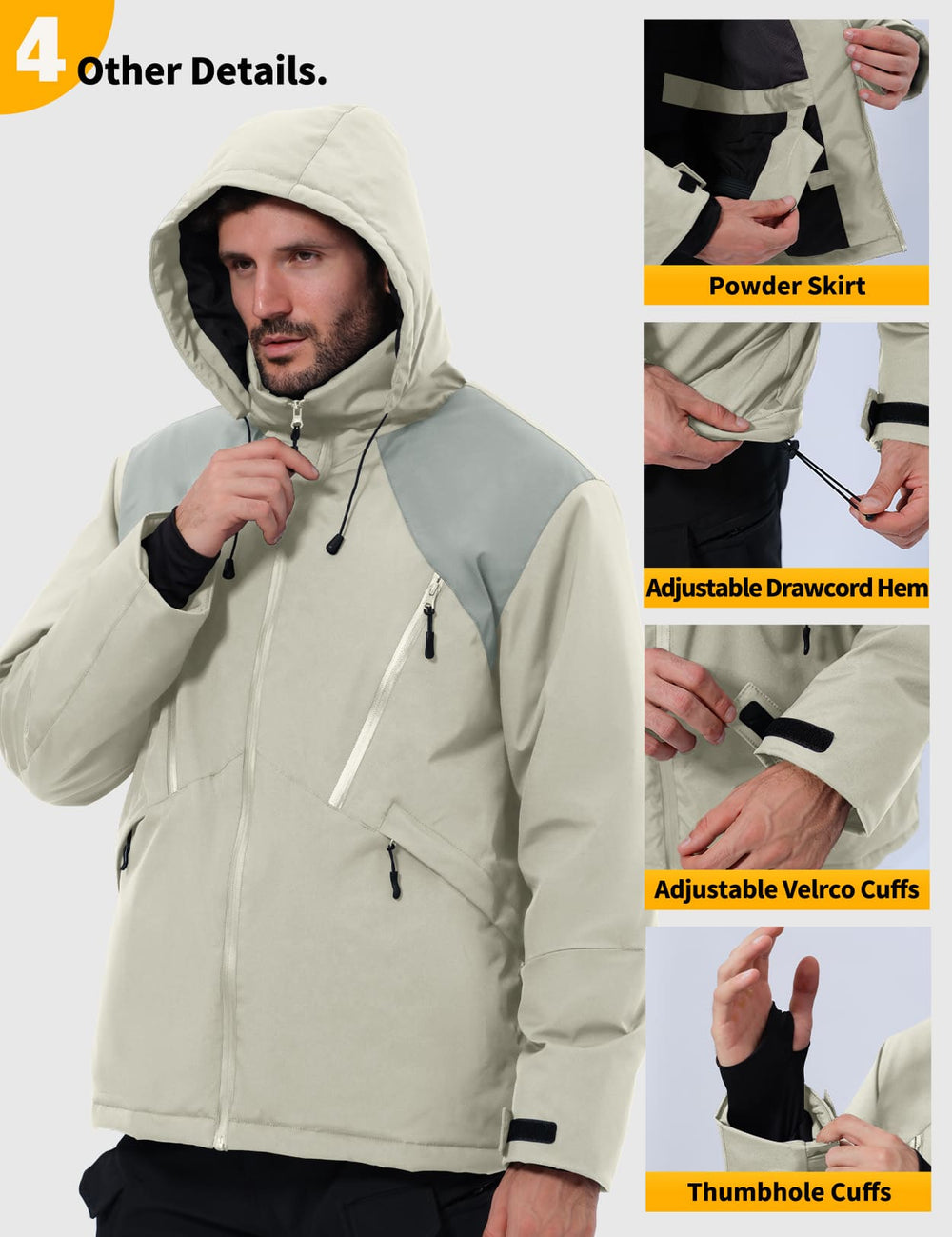 GEMYSE Men's Winter Ski Jacket Snow Coats Waterproof Snowboard Jacket Hooded insulated Windproof Parka With Multi-Pockets