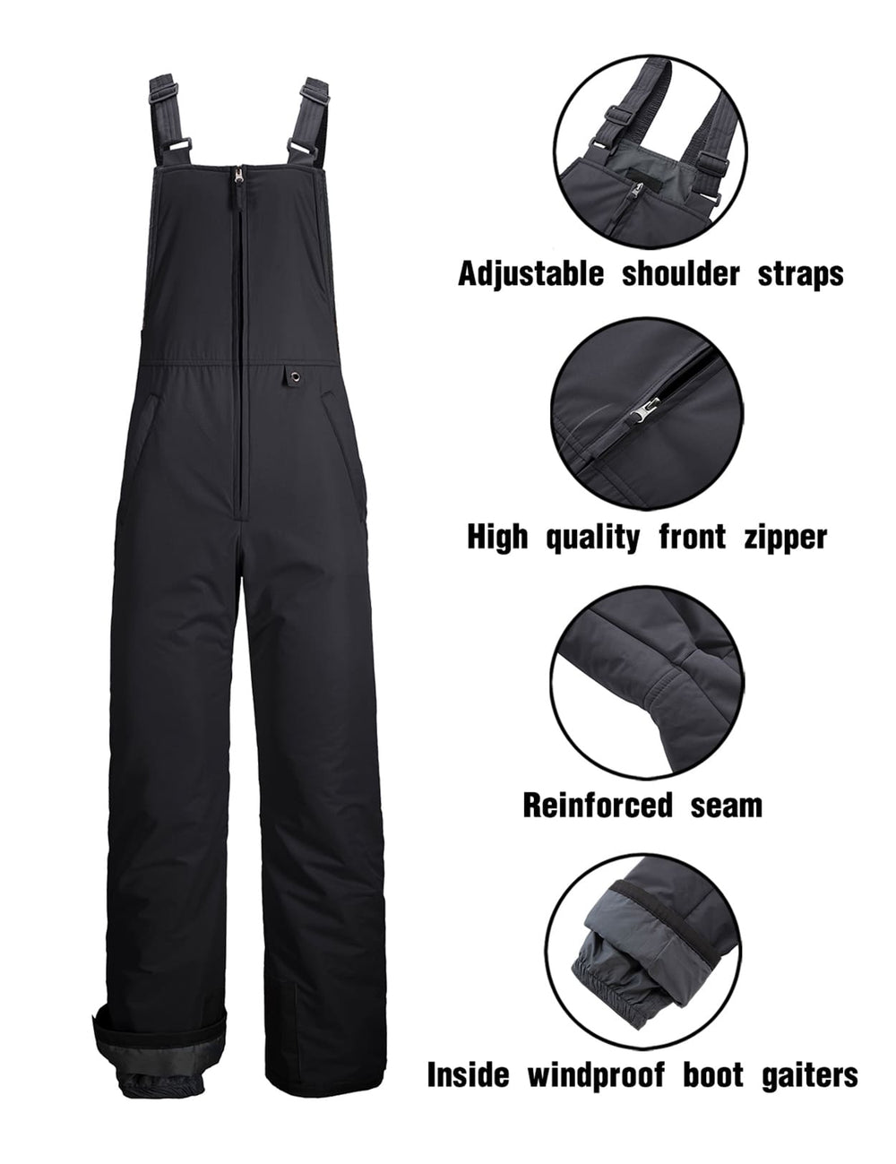 GEMYSE Men's Insulated Waterproof Ski Bib Overalls Winter Snowboarding Pants