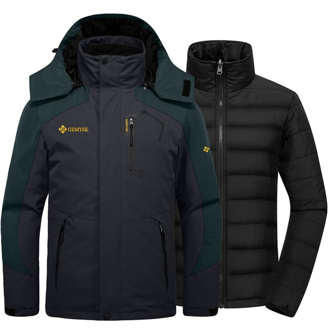 GEMYSE Men's Waterproof 3-in-1 Ski Snow Jacket Puffer Liner Insulated Winter Coat