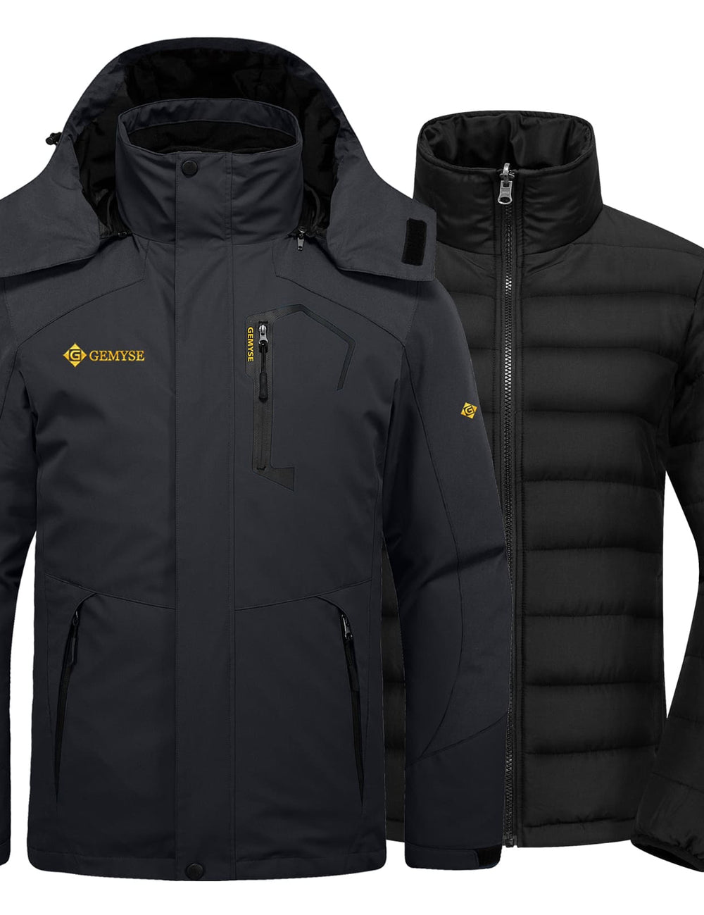 GEMYSE Men's Waterproof 3-in-1 Ski Snow Jacket Puffer Liner Insulated Winter Coat
