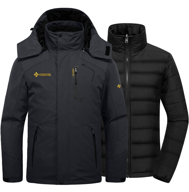 GEMYSE Men's Waterproof 3-in-1 Ski Snow Jacket Puffer Liner Insulated Winter Coat