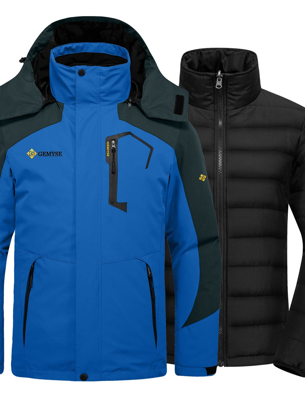 GEMYSE Men's Waterproof 3-in-1 Ski Snow Jacket Puffer Liner Insulated Winter Coat