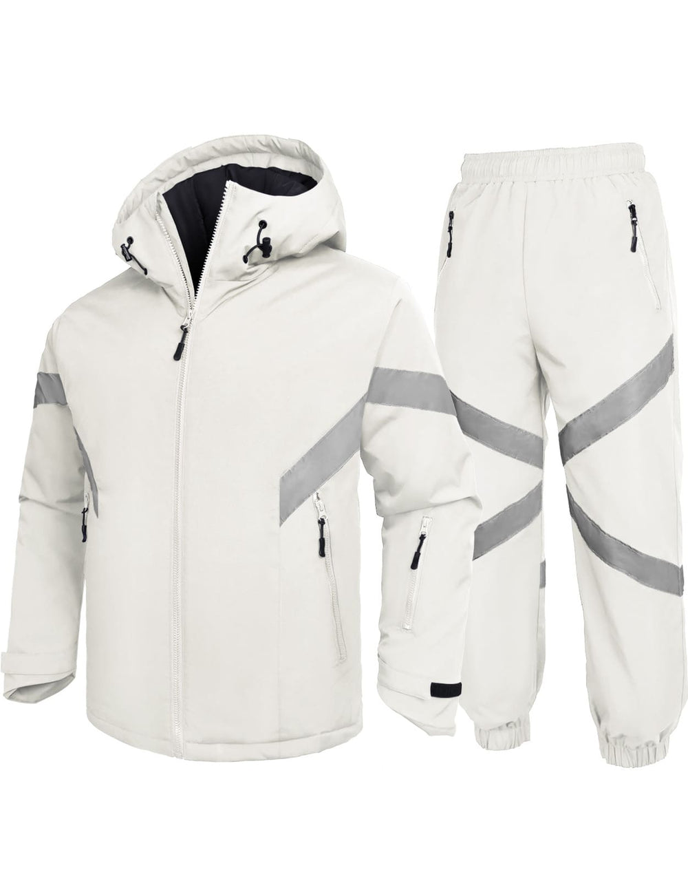 GEMYSE Men's Ski Suit Waterproof Snow Suit Winter snowboard Jacket and Pants Set Hooded ski outfits with Reflective Trim