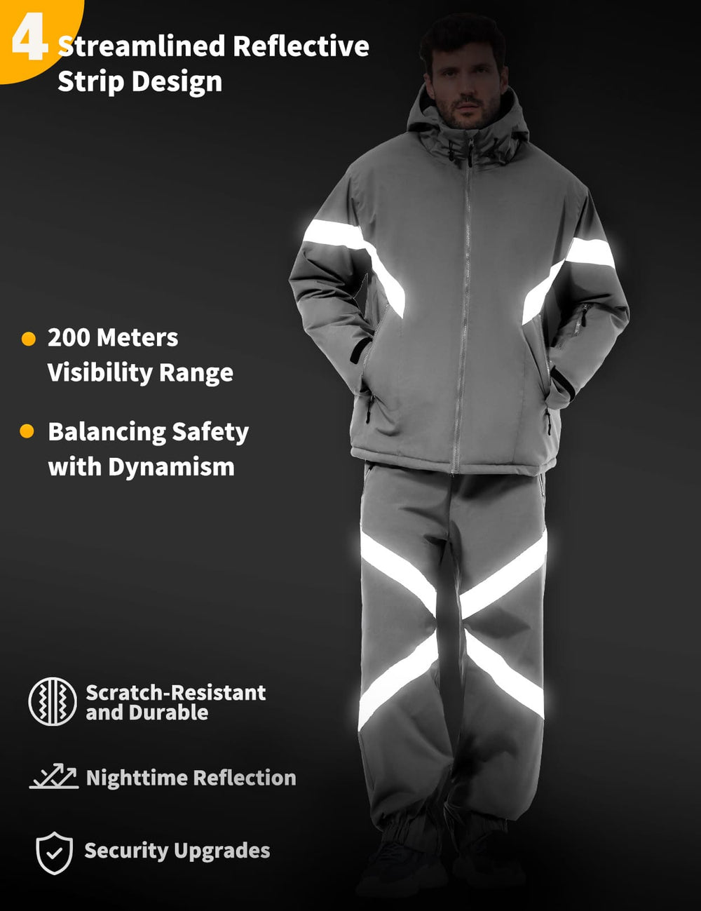 GEMYSE Men's Ski Suit Waterproof Snow Suit Winter snowboard Jacket and Pants Set Hooded ski outfits with Reflective Trim