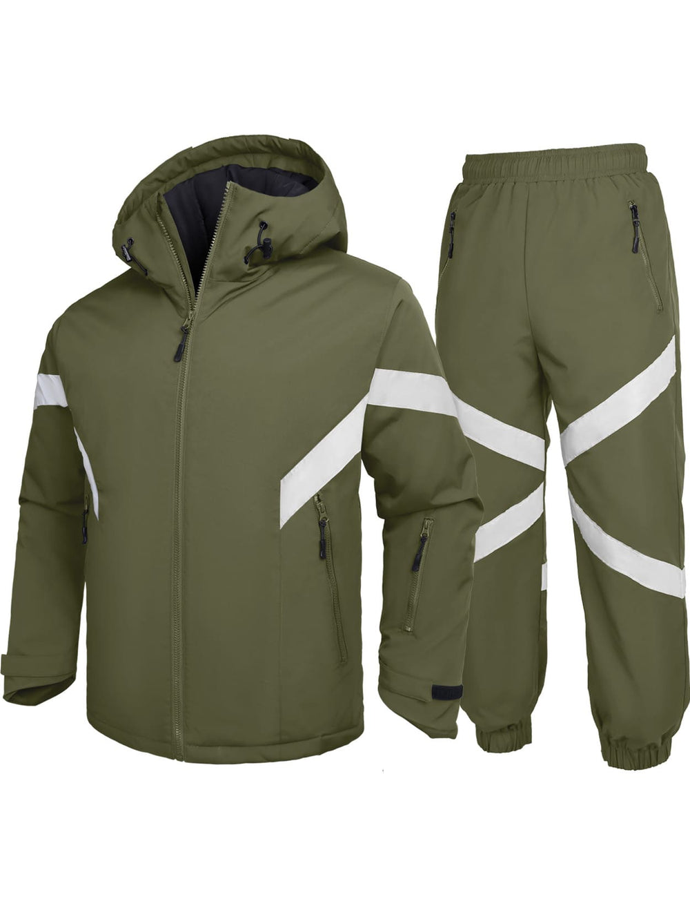 GEMYSE Men's Ski Suit Waterproof Snow Suit Winter snowboard Jacket and Pants Set Hooded ski outfits with Reflective Trim