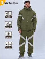 GEMYSE Men's Ski Suit Waterproof Snow Suit Winter snowboard Jacket and Pants Set Hooded ski outfits with Reflective Trim