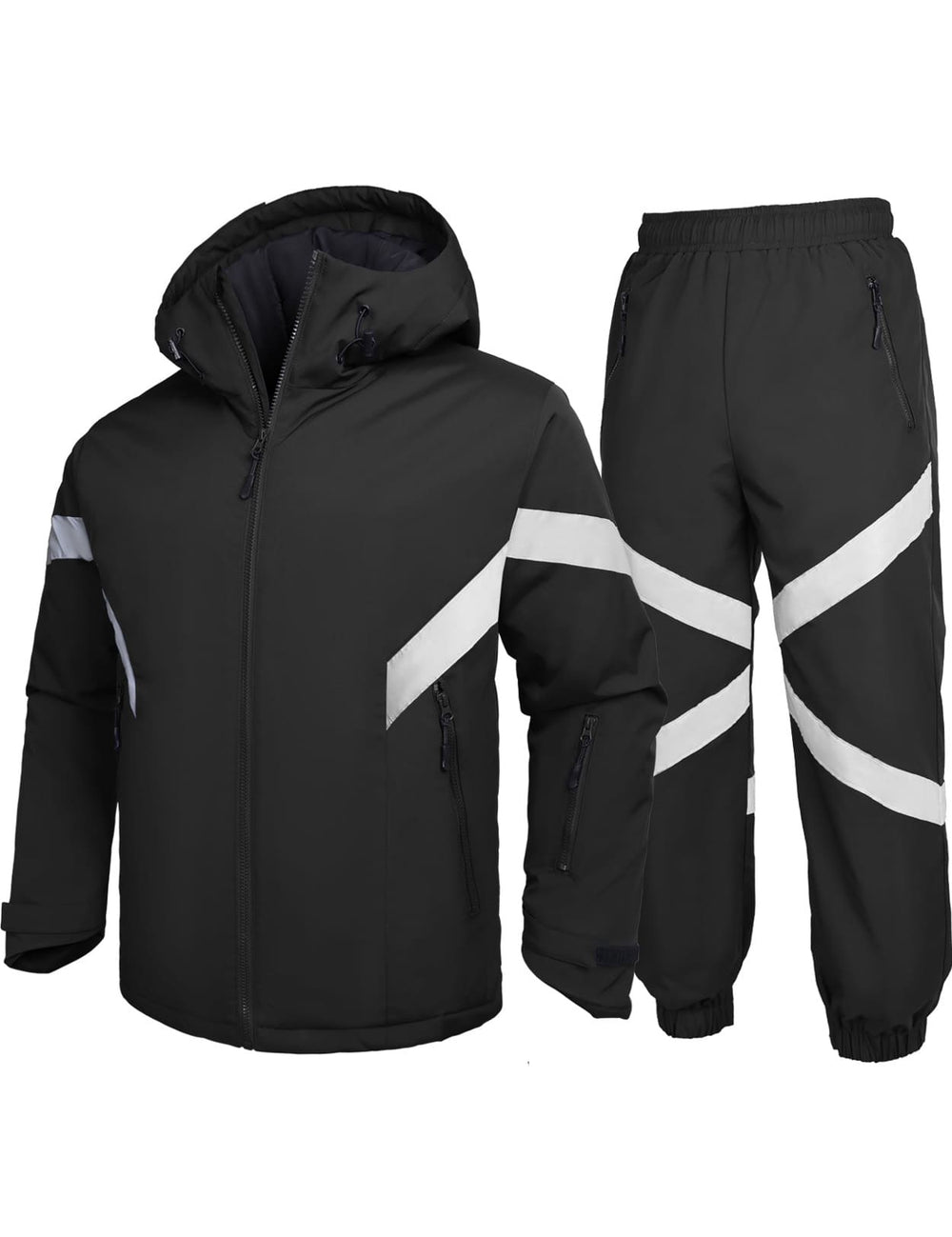 GEMYSE Men's Ski Suit Waterproof Snow Suit Winter snowboard Jacket and Pants Set Hooded ski outfits with Reflective Trim