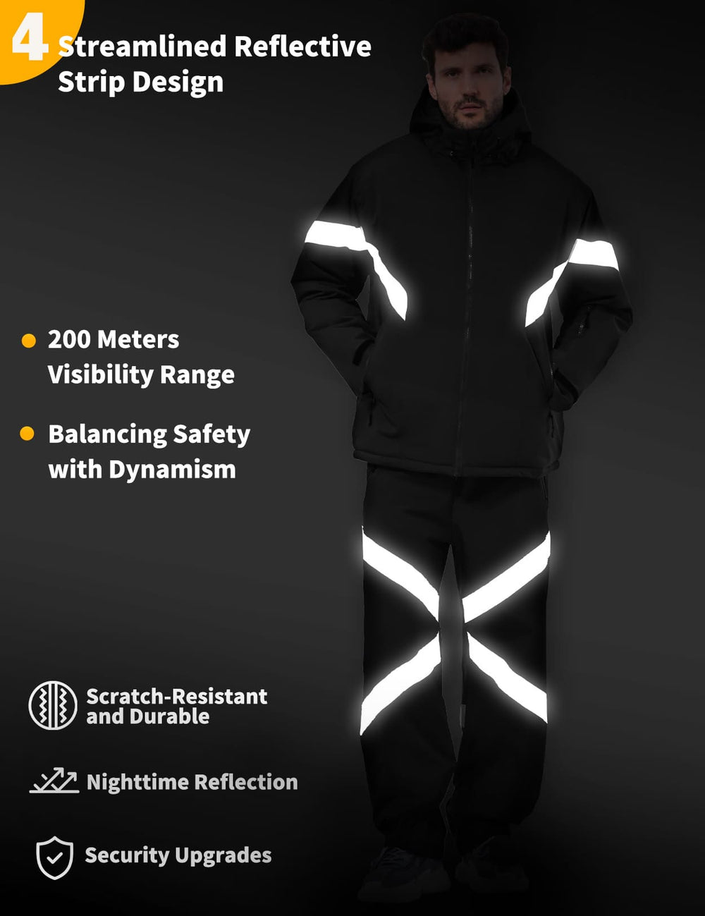 GEMYSE Men's Ski Suit Waterproof Snow Suit Winter snowboard Jacket and Pants Set Hooded ski outfits with Reflective Trim