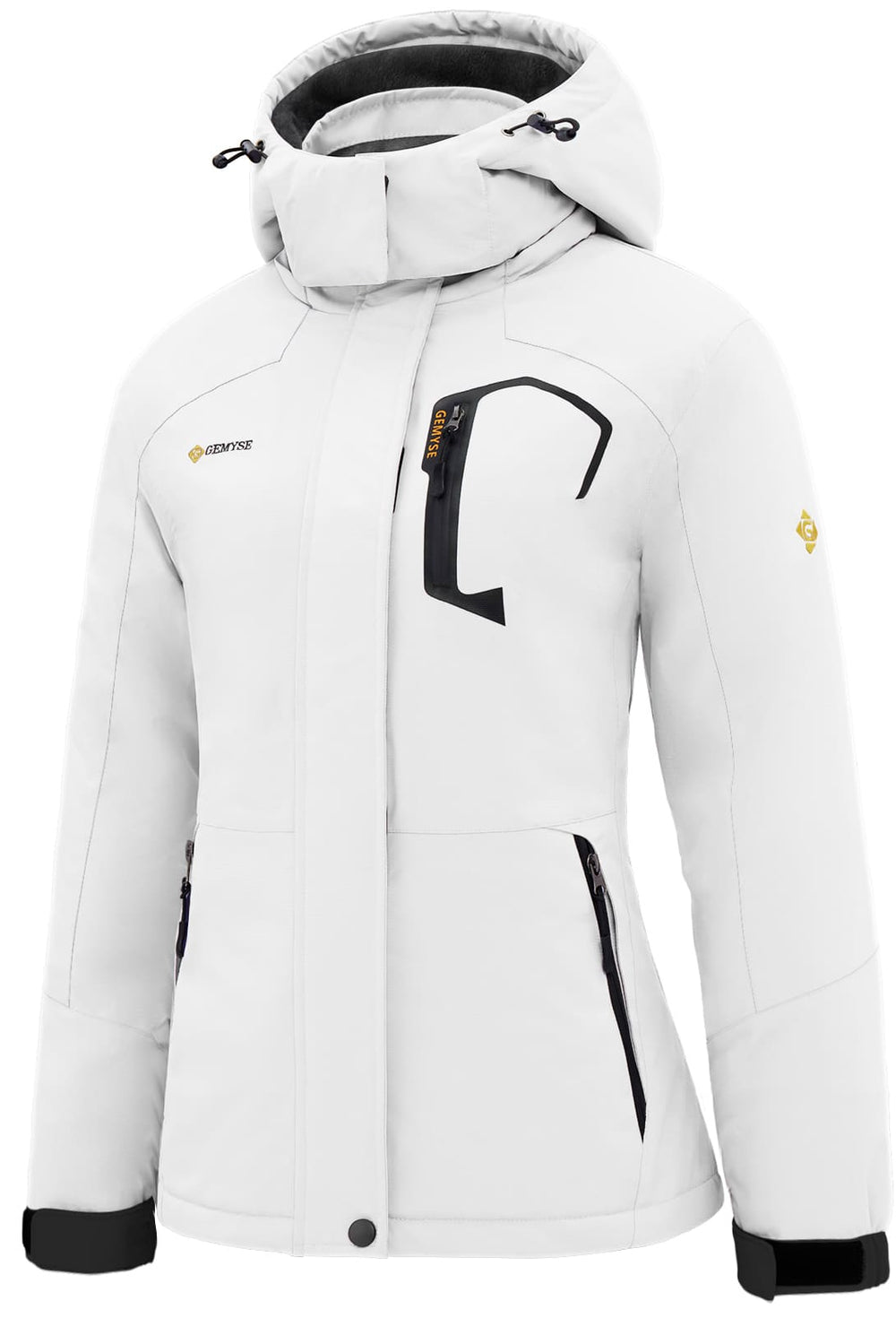 GEMYSE Women's Ski Snow Jacket Warm Winter Waterproof Coat Snowboard Rain Jacket Hooded Windproof Windbreaker