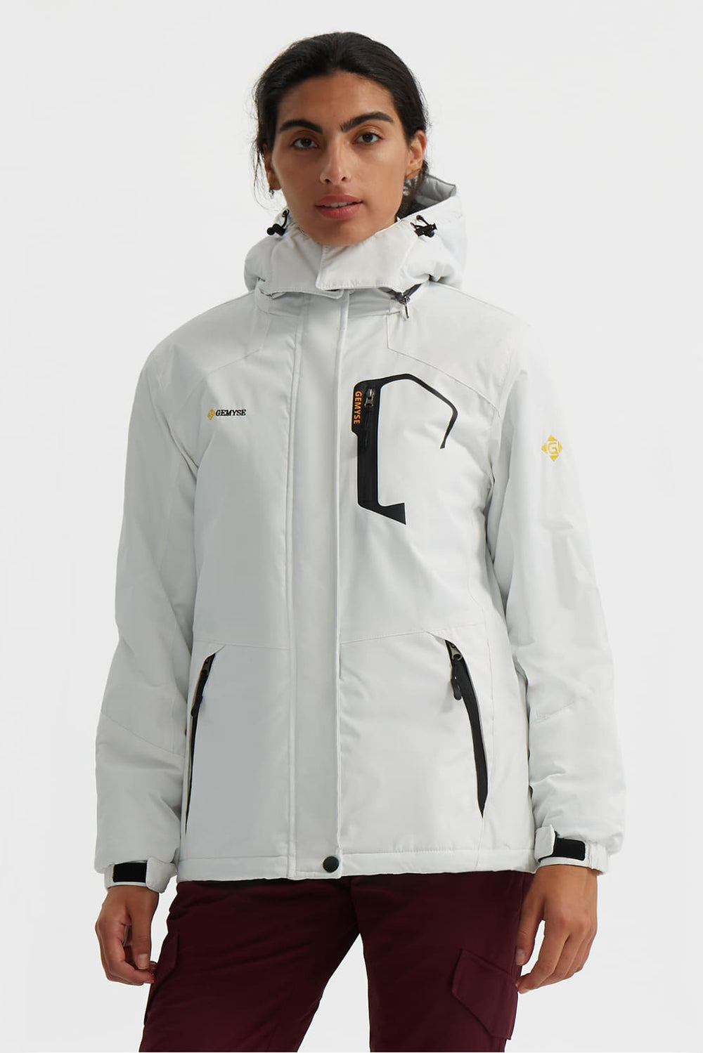 GEMYSE Women's Ski Snow Jacket Warm Winter Waterproof Coat Snowboard Rain Jacket Hooded Windproof Windbreaker