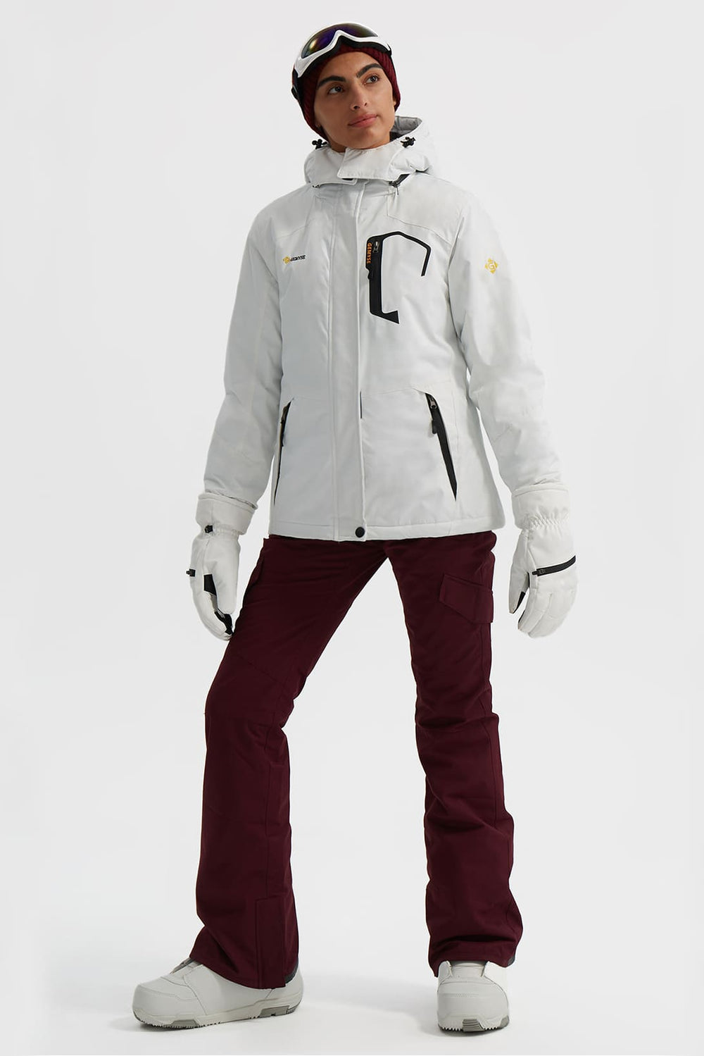 GEMYSE Women's Ski Snow Jacket Warm Winter Waterproof Coat Snowboard Rain Jacket Hooded Windproof Windbreaker