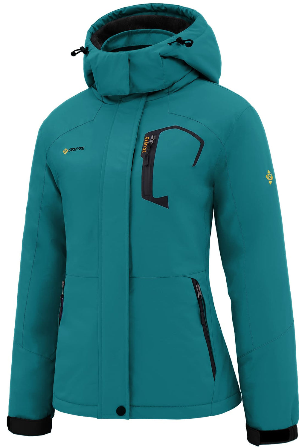 GEMYSE Women's Ski Snow Jacket Warm Winter Waterproof Coat Snowboard Rain Jacket Hooded Windproof Windbreaker