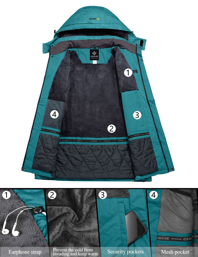 GEMYSE Women's Ski Snow Jacket Warm Winter Waterproof