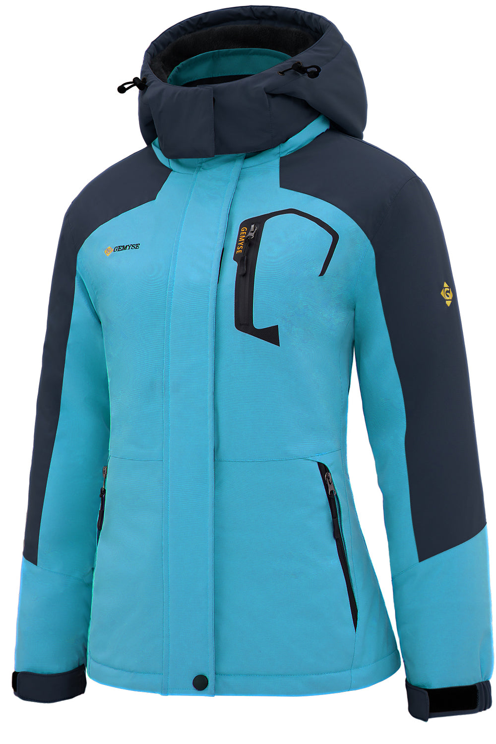 GEMYSE Women's Ski Snow Jacket Warm Winter Waterproof Coat Snowboard Rain Jacket Hooded Windproof Windbreaker