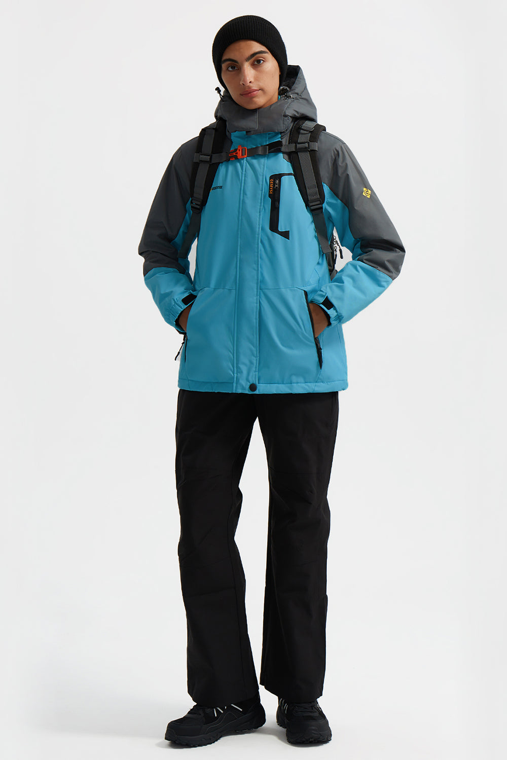 GEMYSE Women's Ski Snow Jacket Warm Winter Waterproof Coat Snowboard Rain Jacket Hooded Windproof Windbreaker