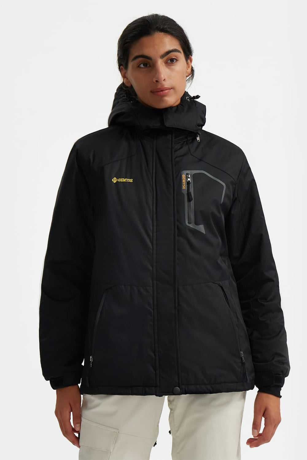 GEMYSE Women's Ski Snow Jacket Warm Winter Waterproof Coat Snowboard Rain Jacket Hooded Windproof Windbreaker