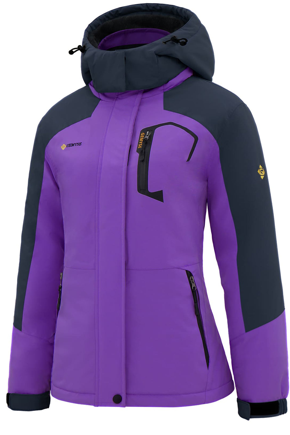 GEMYSE Women's Ski Snow Jacket Warm Winter Waterproof Coat Snowboard Rain Jacket Hooded Windproof Windbreaker