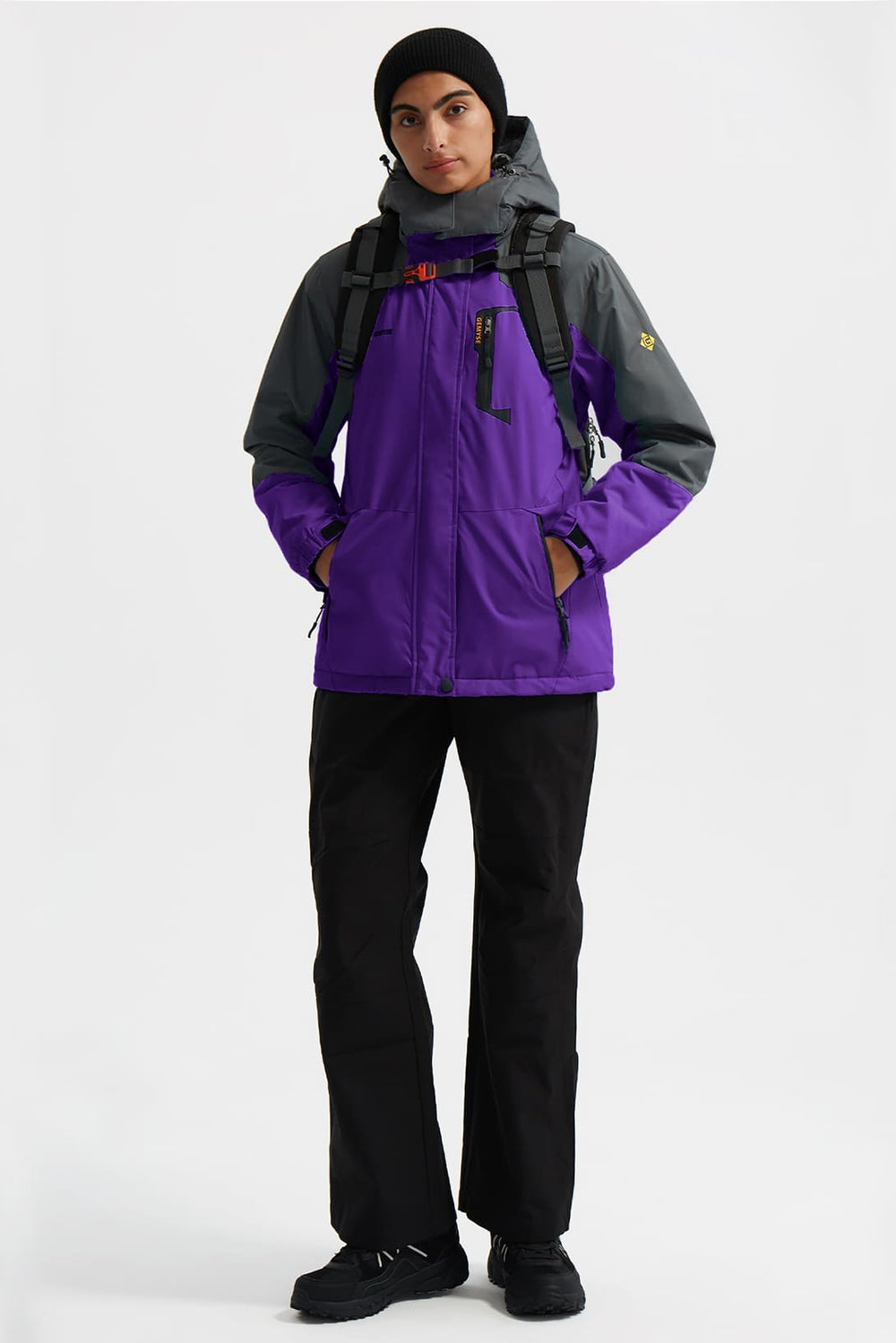 GEMYSE Women's Ski Snow Jacket Warm Winter Waterproof Coat Snowboard Rain Jacket Hooded Windproof Windbreaker