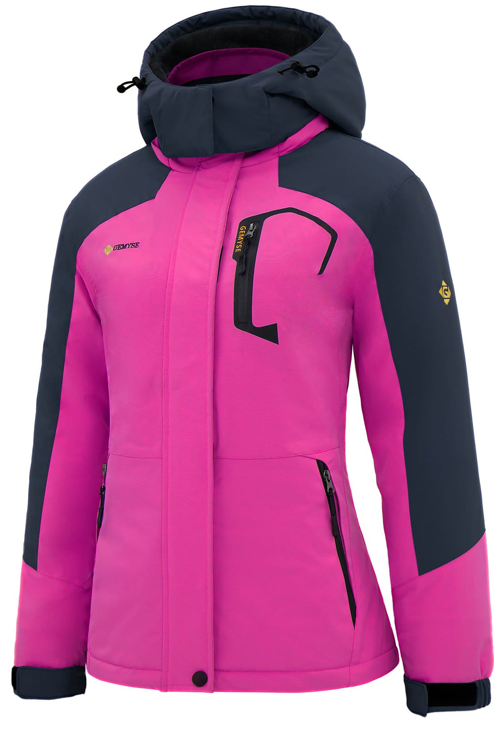 GEMYSE Women's Ski Snow Jacket Warm Winter Waterproof Coat Snowboard Rain Jacket Hooded Windproof Windbreaker