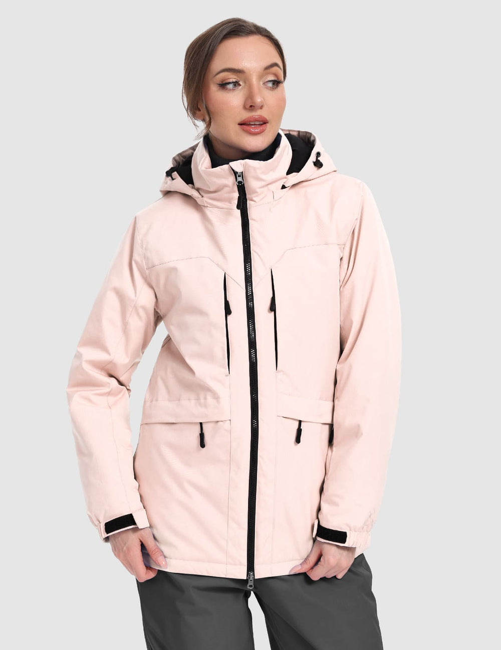 GEMYSE Women's Ski Jacket Waterproof Winter Snow Coat Warm Hooded Windbreaker Snowboarding Windproof Rain Jacket