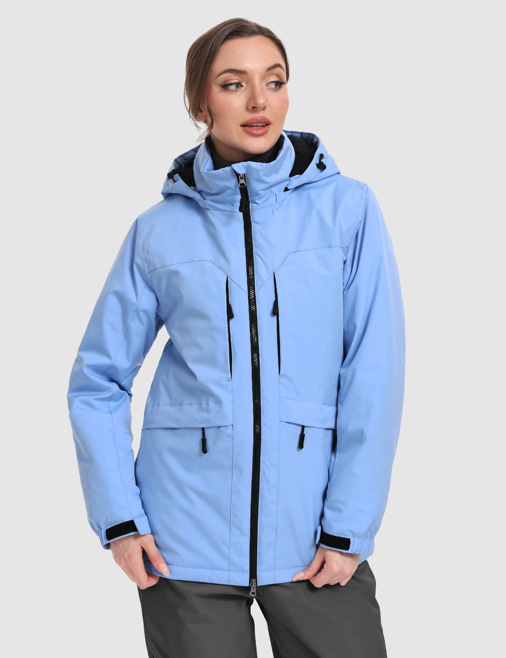 GEMYSE Women's Ski Jacket Waterproof Winter Snow Coat Warm Hooded Windbreaker Snowboarding Windproof Rain Jacket