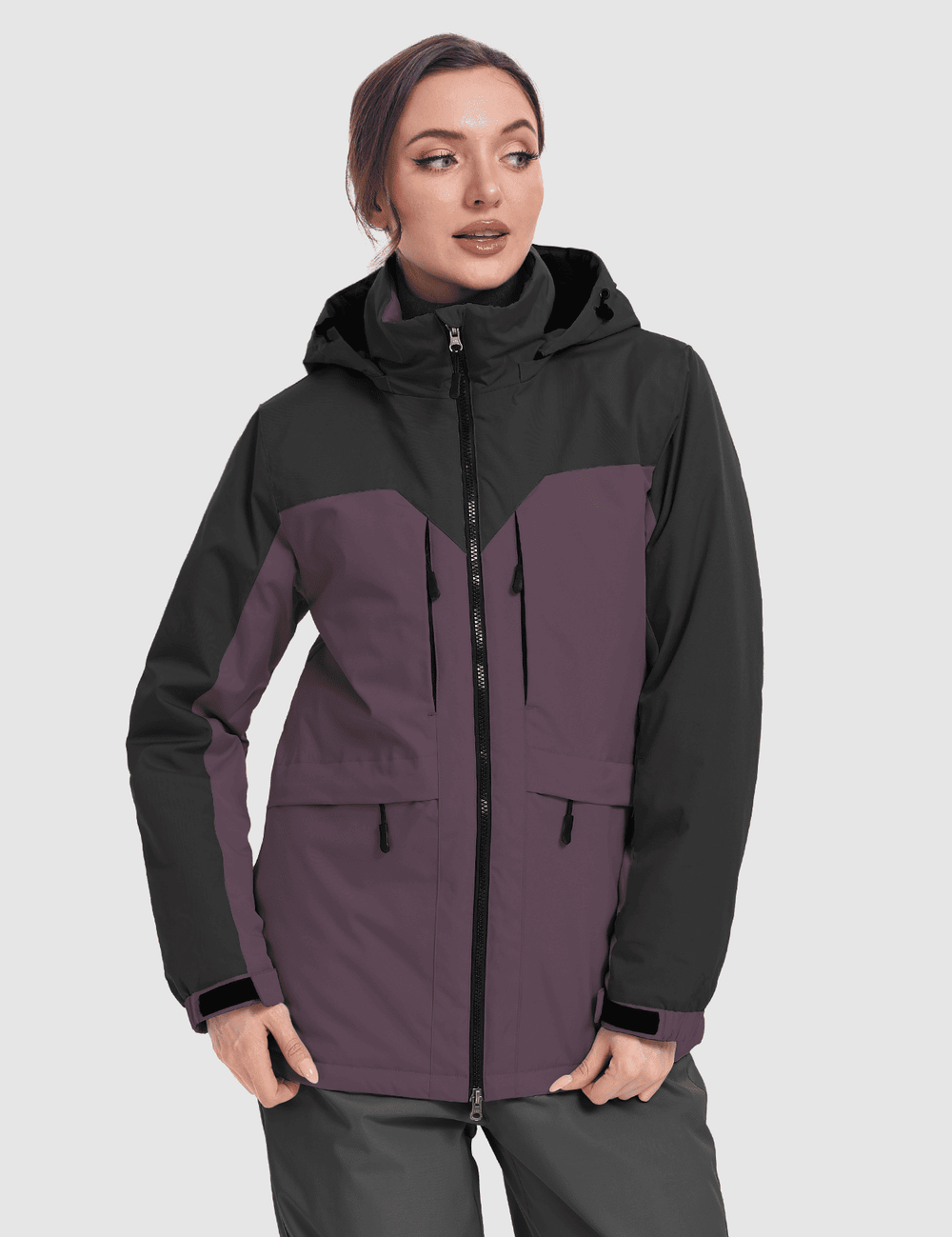 GEMYSE Women's Ski Jacket Waterproof Winter Snow Coat Warm Hooded Windbreaker Snowboarding Windproof Rain Jacket