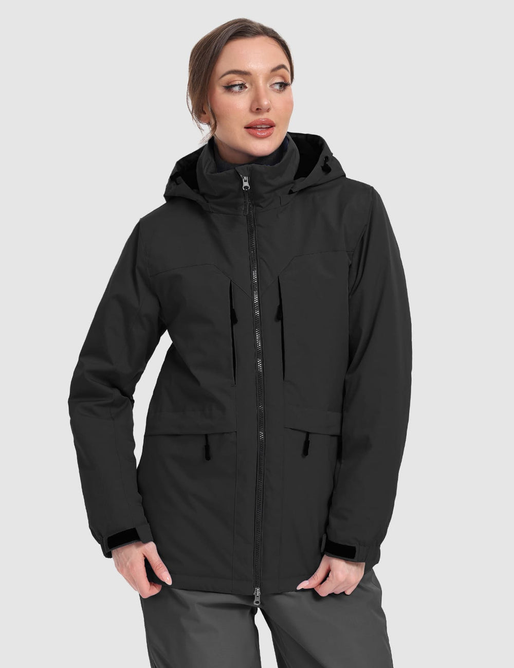 GEMYSE Women's Ski Jacket Waterproof Winter Snow Coat Warm Hooded Windbreaker Snowboarding Windproof Rain Jacket