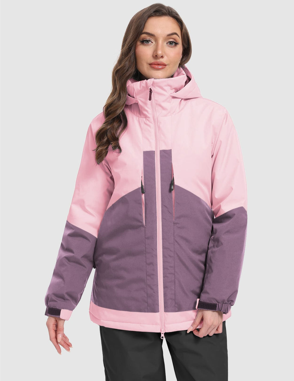 GEMYSE Women's Ski Jacket Waterproof Snow Jacket Windproof Warm Winter Coat Hooded Snowboarding Windbreaker