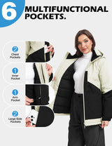 GEMYSE Women's Ski Jacket Waterproof Snow Windproof Warm