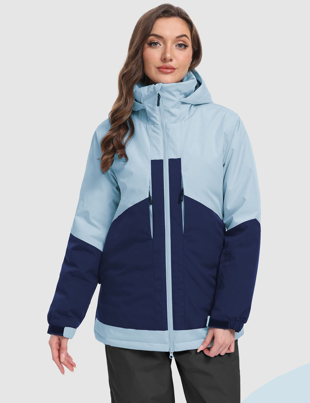 GEMYSE Women's Ski Jacket Waterproof Snow Jacket Windproof Warm Winter Coat Hooded Snowboarding Windbreaker