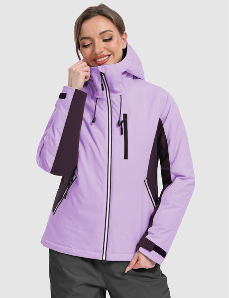 GEMYSE Women's Waterproof Winter Jacket Ski Snow Jacket Windproof Warm Rain Coat Insulated Sonwboard Hooded Jacket