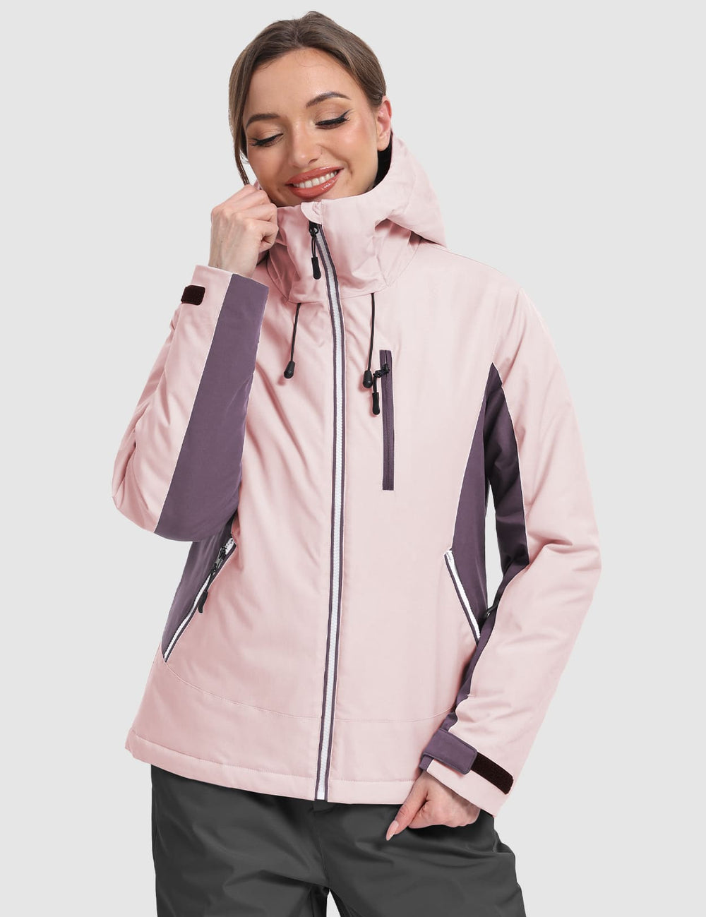 GEMYSE Women's Waterproof Winter Jacket Ski Snow Jacket Windproof Warm Rain Coat Insulated Sonwboard Hooded Jacket