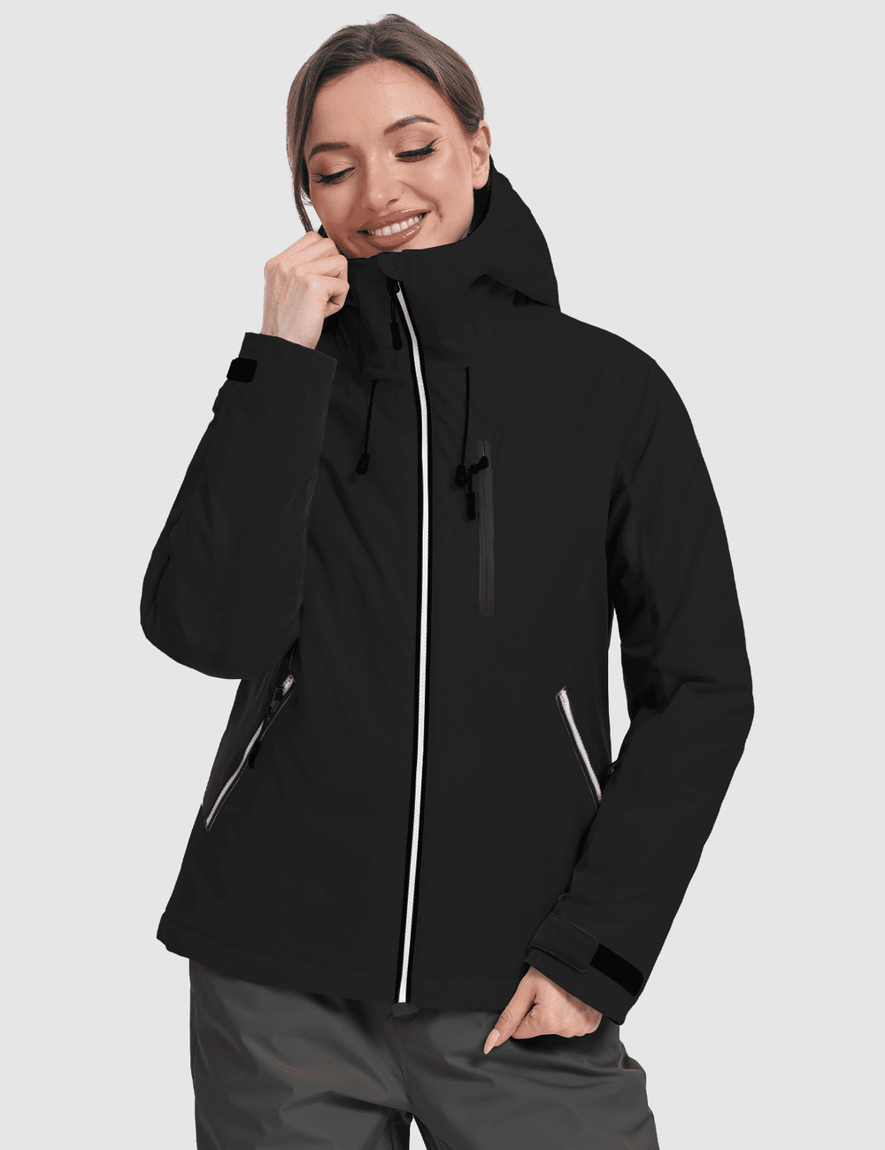 GEMYSE Women's Waterproof Winter Jacket Ski Snow Jacket Windproof Warm Rain Coat Insulated Sonwboard Hooded Jacket