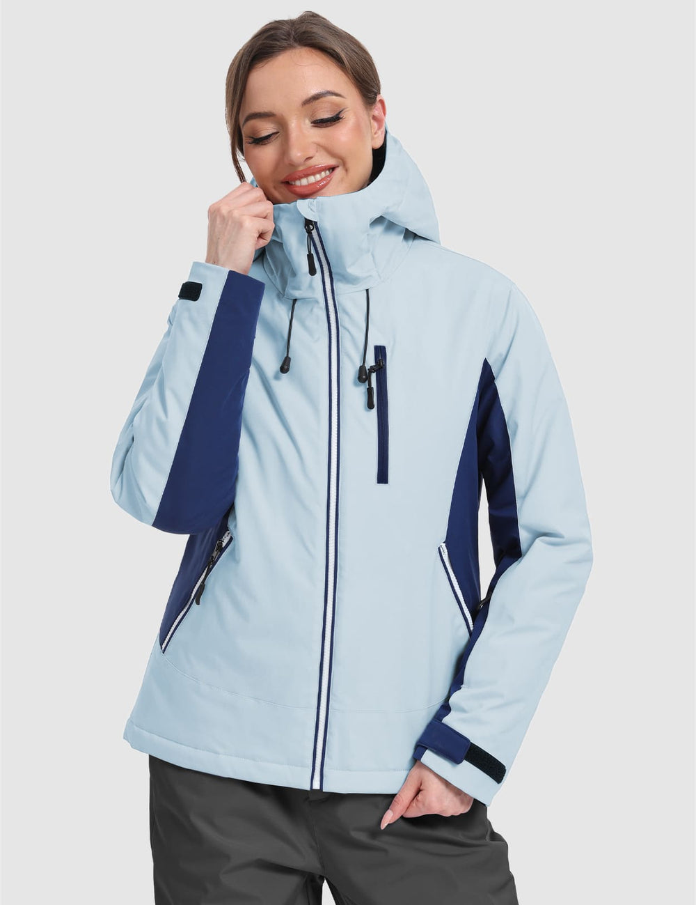 GEMYSE Women's Waterproof Winter Jacket Ski Snow Jacket Windproof Warm Rain Coat Insulated Sonwboard Hooded Jacket