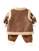 GEMYSE Toddler Clothes Sets 3-Piece : Faux-Fur Vest + Jackets + Pants Outfit for Baby Boys Girls, Fall Winter Baby Clothing Set