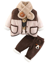 GEMYSE Toddler Clothes Sets 3-Piece : Faux-Fur Vest + Jackets + Pants Outfit for Baby Boys Girls, Fall Winter Baby Clothing Set
