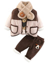 GEMYSE Toddler Clothes Sets 3-Piece : Faux-Fur Vest + Jackets + Pants Outfit for Baby Boys Girls, Fall Winter Baby Clothing Set