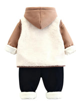 GEMYSE Toddler Clothes Sets 3-Piece : Faux-Fur Vest + Jackets + Pants Outfit for Baby Boys Girls, Fall Winter Baby Clothing Set