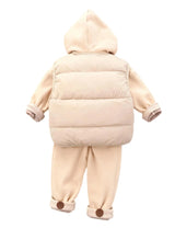 GEMYSE Toddler Clothes Sets 3-Piece : Faux-Fur Vest + Jackets + Pants Outfit for Baby Boys Girls, Fall Winter Baby Clothing Set