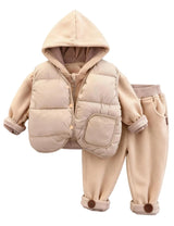 GEMYSE Toddler Clothes Sets 3-Piece : Faux-Fur Vest + Jackets + Pants Outfit for Baby Boys Girls, Fall Winter Baby Clothing Set