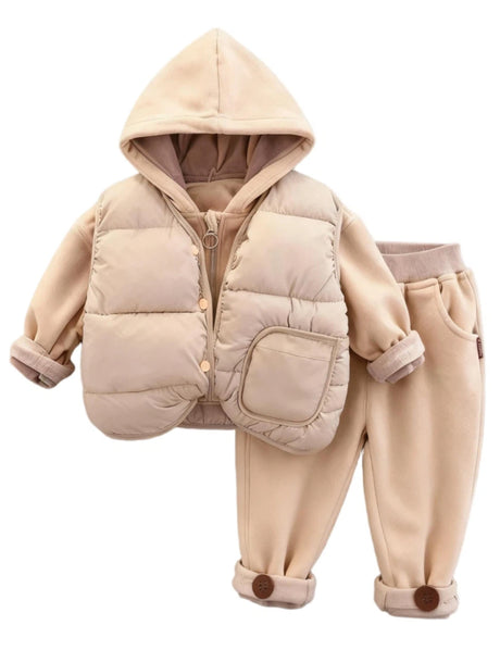 GEMYSE Toddler Clothes Sets 3-Piece : Faux-Fur Vest + Jackets + Pants Outfit for Baby Boys Girls, Fall Winter Baby Clothing Set