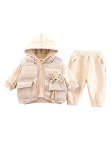 GEMYSE Toddler Clothes Sets 3-Piece : Faux-Fur Vest + Jackets + Pants Outfit for Baby Boys Girls, Fall Winter Baby Clothing Set