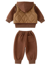 GEMYSE Toddler Clothes Sets 3-Piece : Faux-Fur Vest + Jackets + Pants Outfit for Baby Boys Girls, Fall Winter Baby Clothing Set