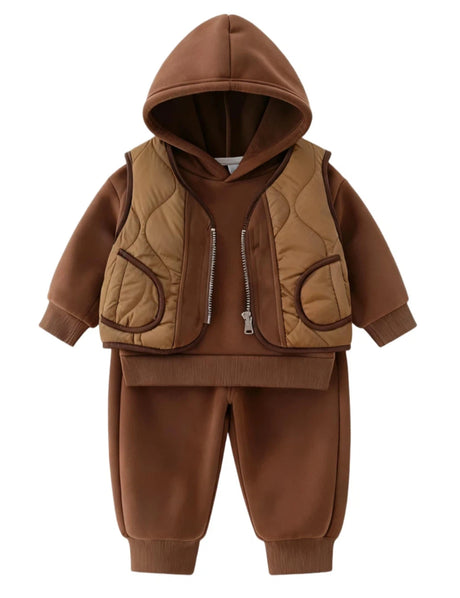 GEMYSE Toddler Clothes Sets 3-Piece : Faux-Fur Vest + Jackets + Pants Outfit for Baby Boys Girls, Fall Winter Baby Clothing Set