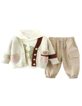 GEMYSE Toddler Clothes Sets 3-Piece : Coat + Sweatshirt + Pants Outfit for Baby Boys Girls, Winter Toddler Boy Clothing Set