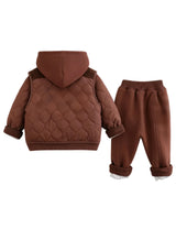 GEMYSE Toddler Clothes Sets 3-Piece : Coat + Sweatshirt + Pants Outfit for Baby Boys Girls, Winter Toddler Boy Clothing Set