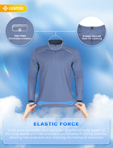 GEMYSE Men's Quarter Zip Pullover Long Sleeve Running Shirt 1/4 Zip Quick Dry Athletic Workout Shirts